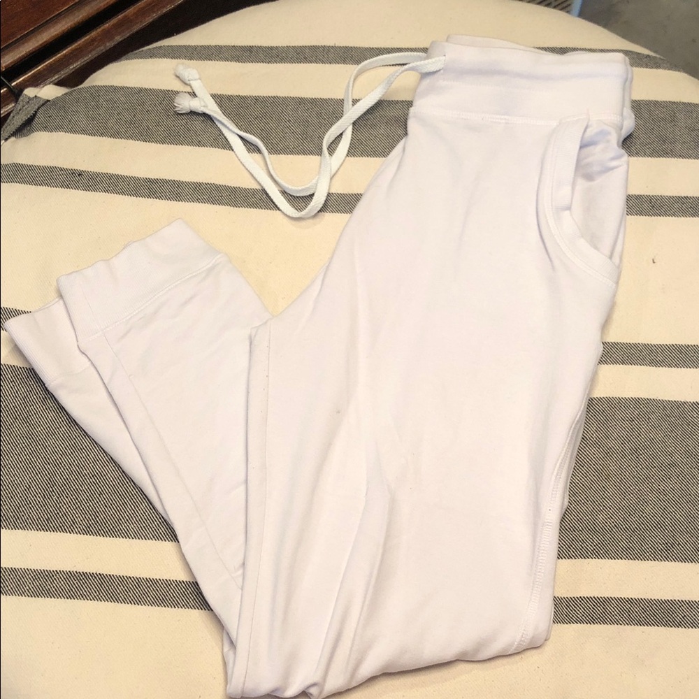 White Cotton Joggers with Drawstring